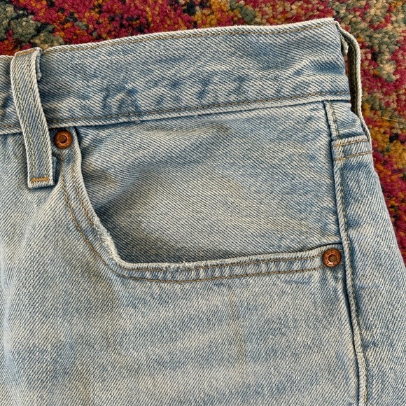 Levi's | Women’s Light Blue Denim Premium 501 Raw Hem Buttonfly Jean Shorts, 31 - Picture 13 of 16